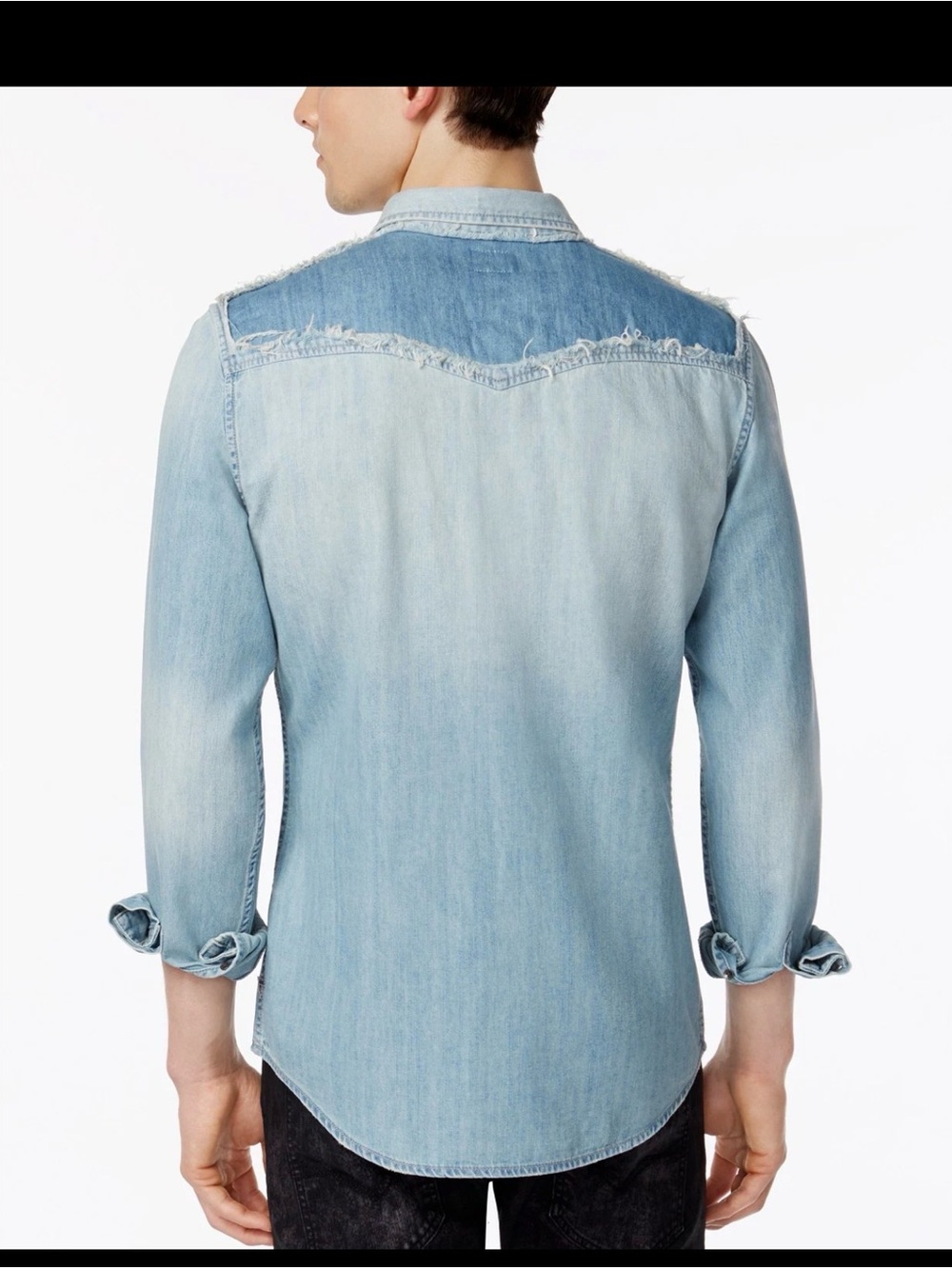 Guess Men's Maverick-Wash Slim Western Denim Shirt - Picture 2 of 6
